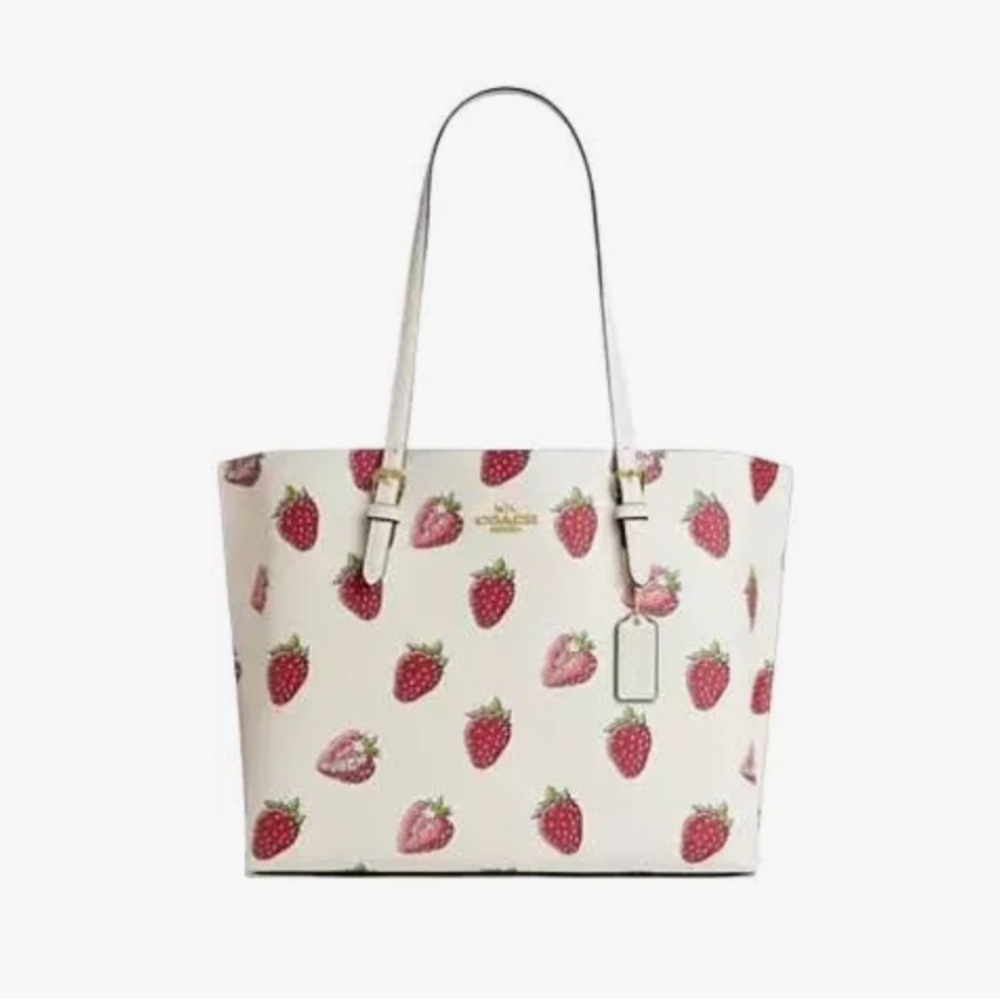 Coach Strawberries Mollie Tote in White and Red